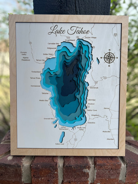 Multi-layered Lake Tahoe Map
