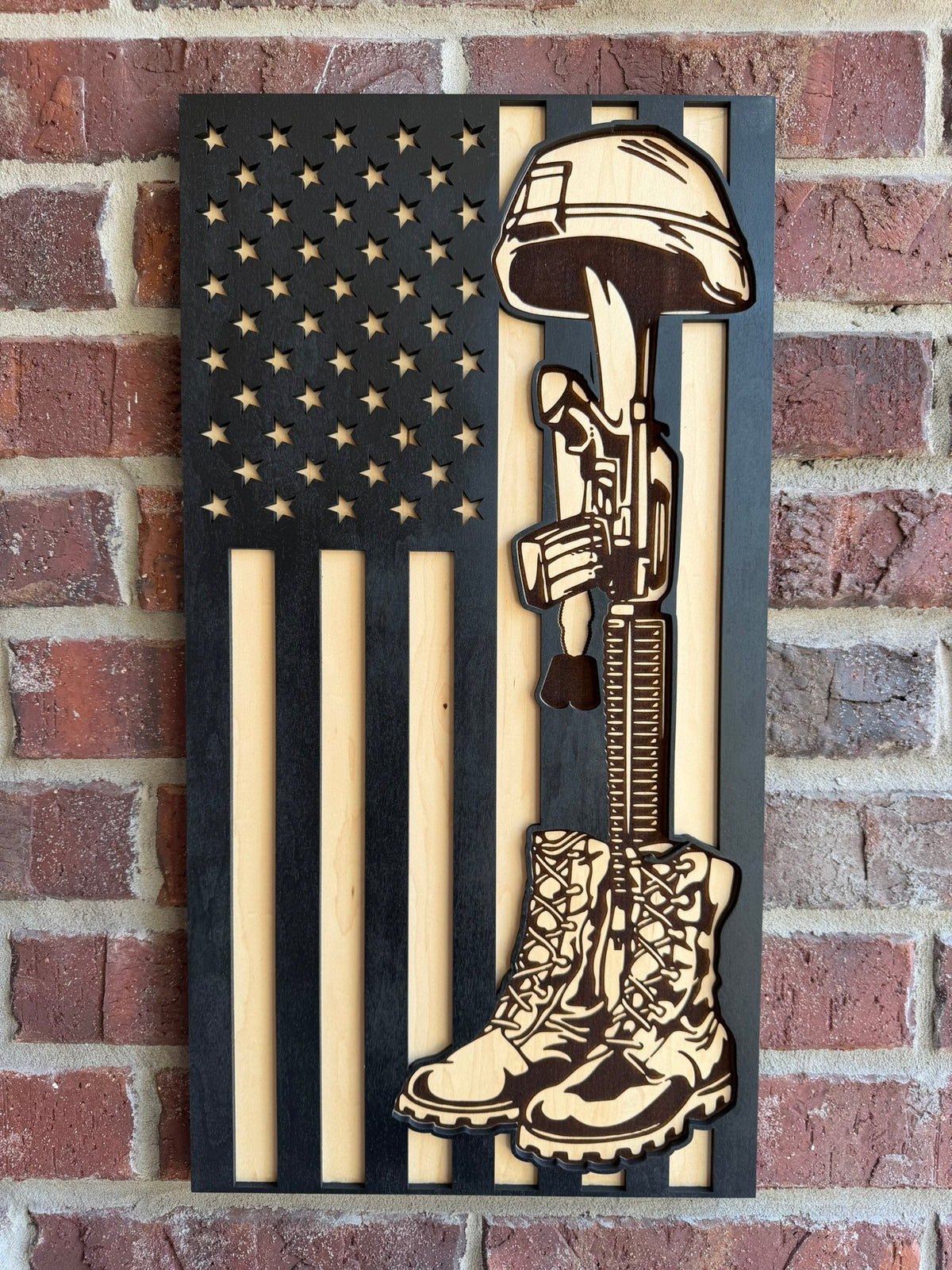 Layered Battle Cross Vertical Flag